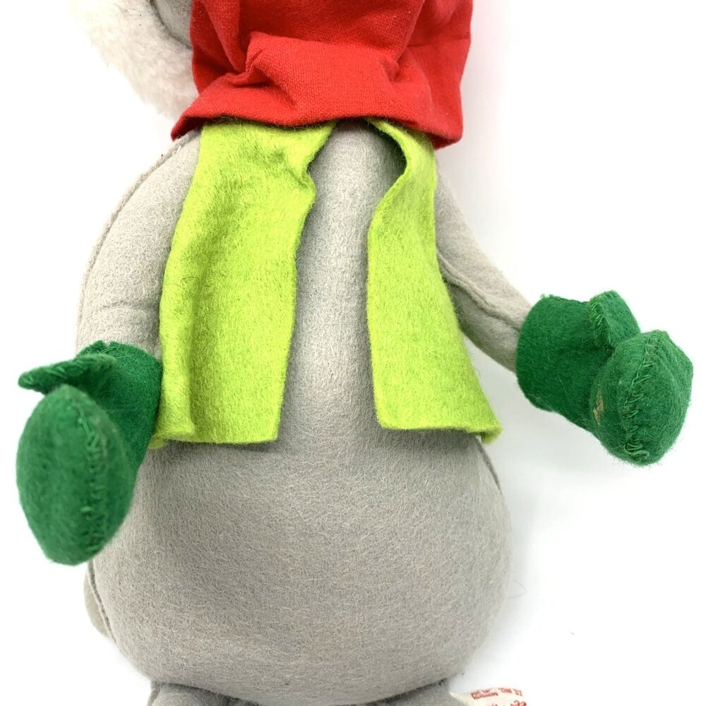 Vintage Annalee Mobilitee Christmas Mouse Doll 14” Poseable Felt USA Green Vest - Picture 3 of 11
